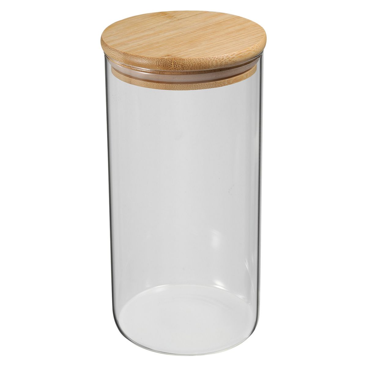 Unique Bargains Kitchen Food Storage Glass Jar with Airtight Bamboo Lid 10x10cm