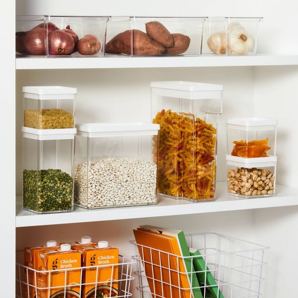 12.6c Tall Rectangle Plastic Food Storage Container - Brightroom: Stackable Cereal & Rice Storage, 8" H