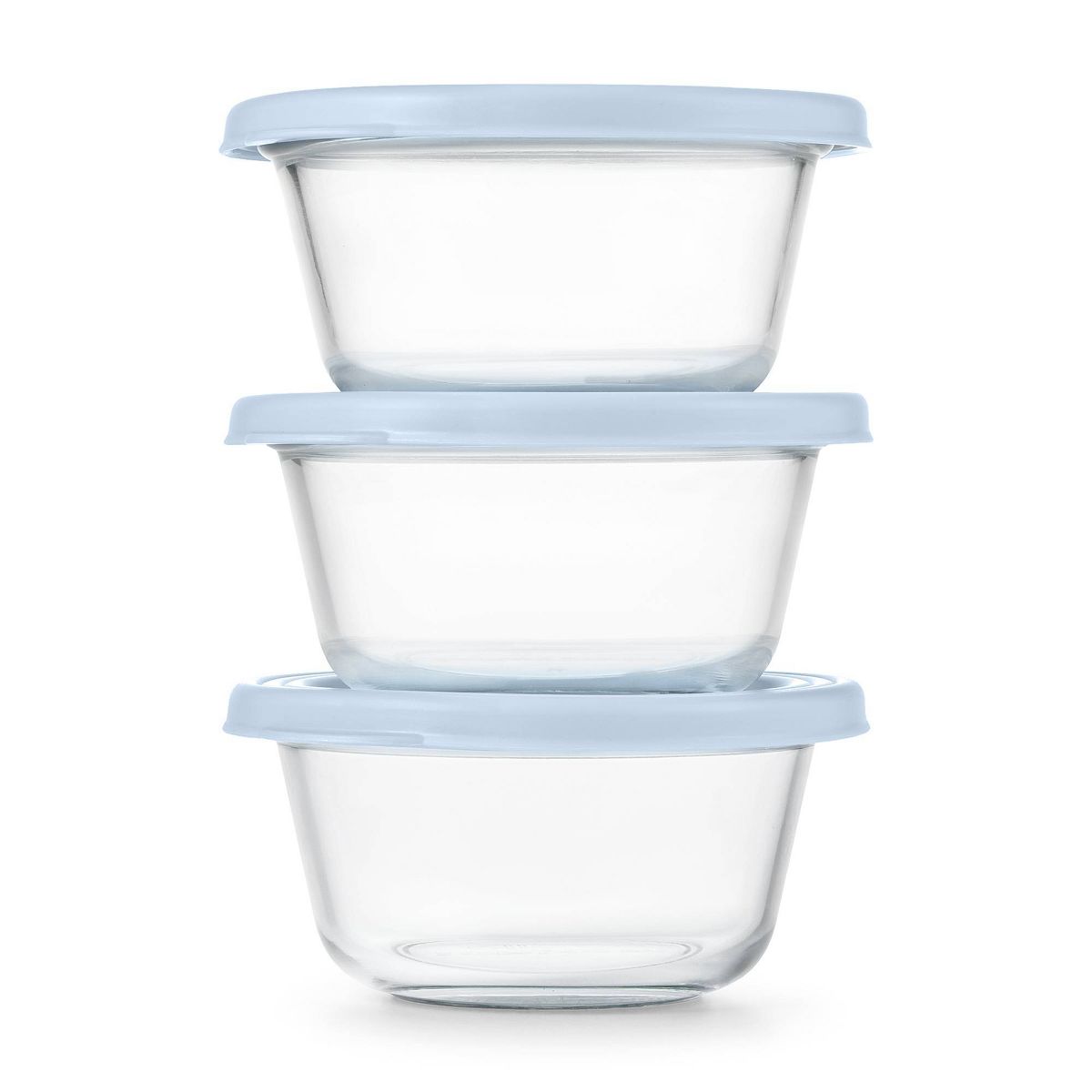 Ello Everyday 3pk 2c Round Glass Food Storage container Set Elemental Blue