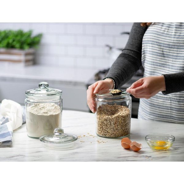 Le'raze Set of 2 Glass Cookie Jars with Airtight Lids + Labels & Marker - 1 Gallon