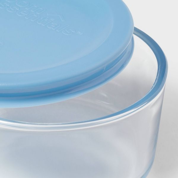 8pc (set of 4) 1c Round Glass Food Storage Container Set Blue - Room Essentials™