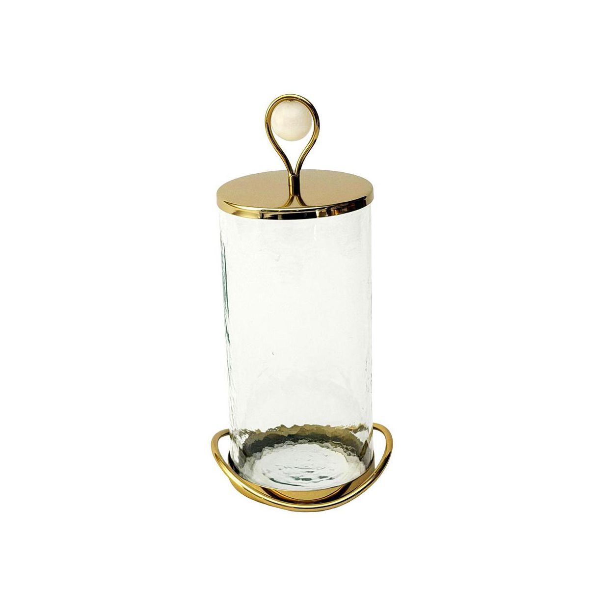 Kinor Elegant Glass Cookie Jar with Gold Lid and Base, Hammered Glass Storage Container for Cookies, Candy, Treats, Snacks and Kitchen Counter Décor