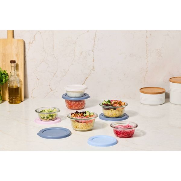 Ello Everyday 3pk 2c Round Glass Food Storage container Set Elemental Blue