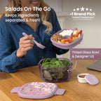Bentgo 7.6c Glass All-in-One Salad Container Mod Curves Desert Rose