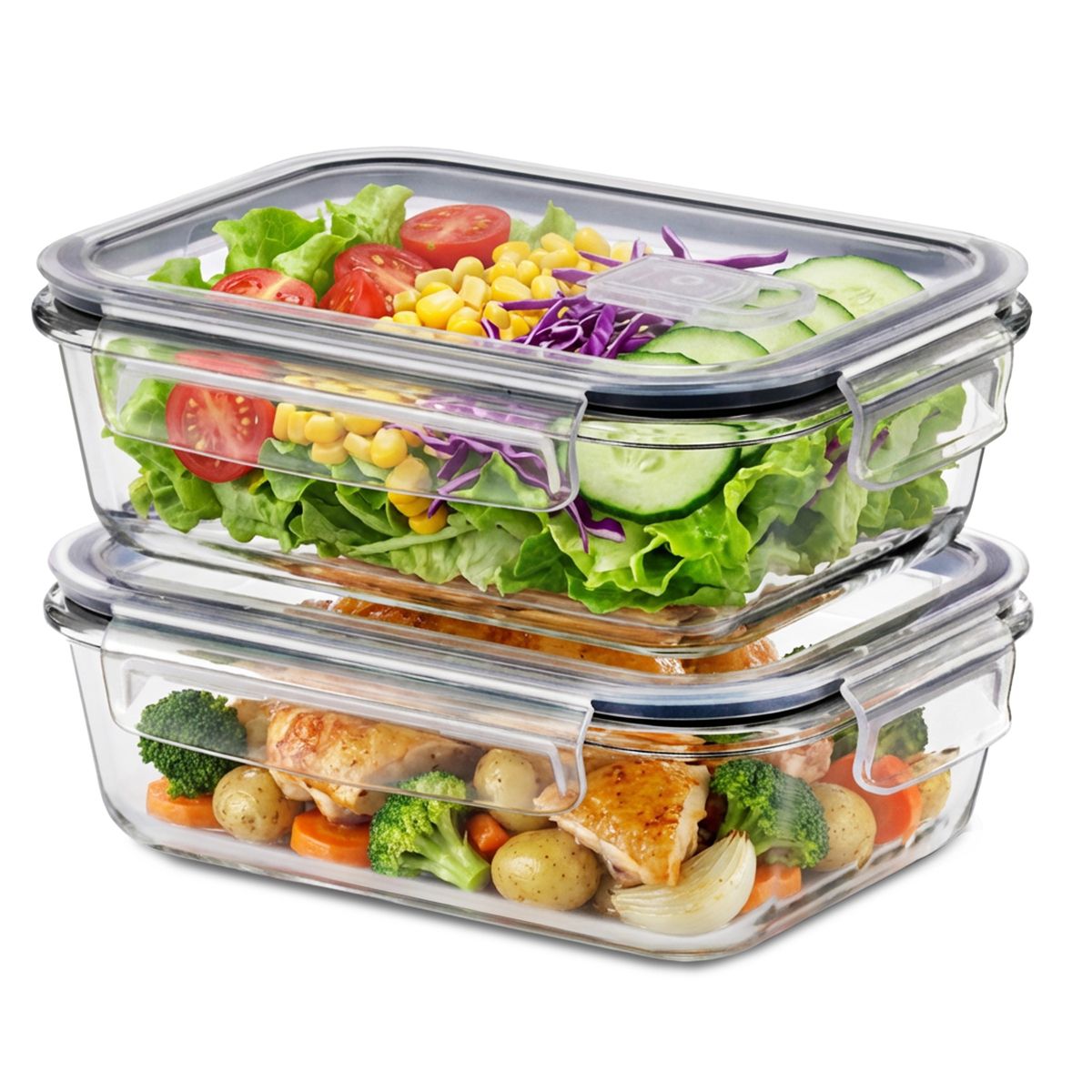 Sorbus 2 Pack 35Oz Glass Food Storage Containers with Steam-Air Vent, Airtight Locking Lids