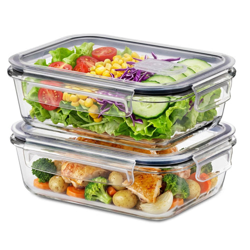 Sorbus 2 Pack 35Oz Glass Food Storage Containers with Steam-Air Vent, Airtight Locking Lids