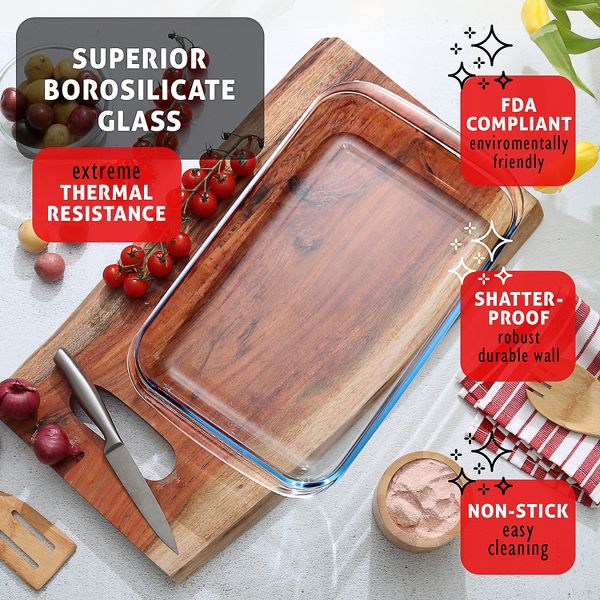 Joytable 4-Pack Baking Pans Set, Glass Food Storage Containers with Lids, Glass Baking Dishes for Oven - Black