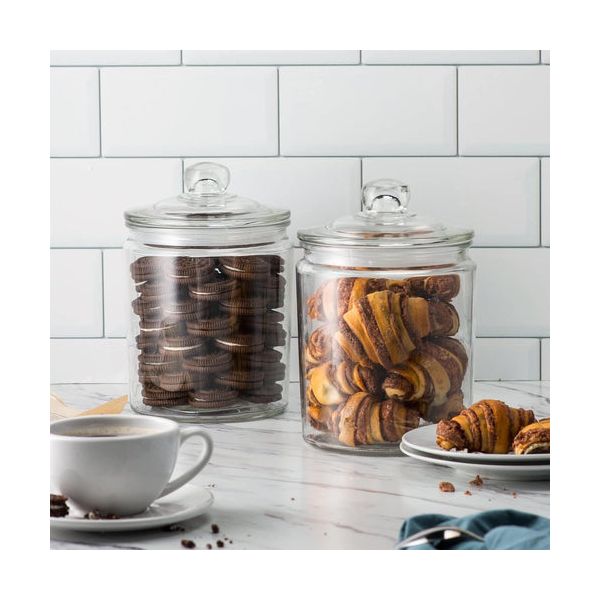 Kook Glass Kitchen and Apothecary Storage Jars, 1/2 Gallon, Set of 2