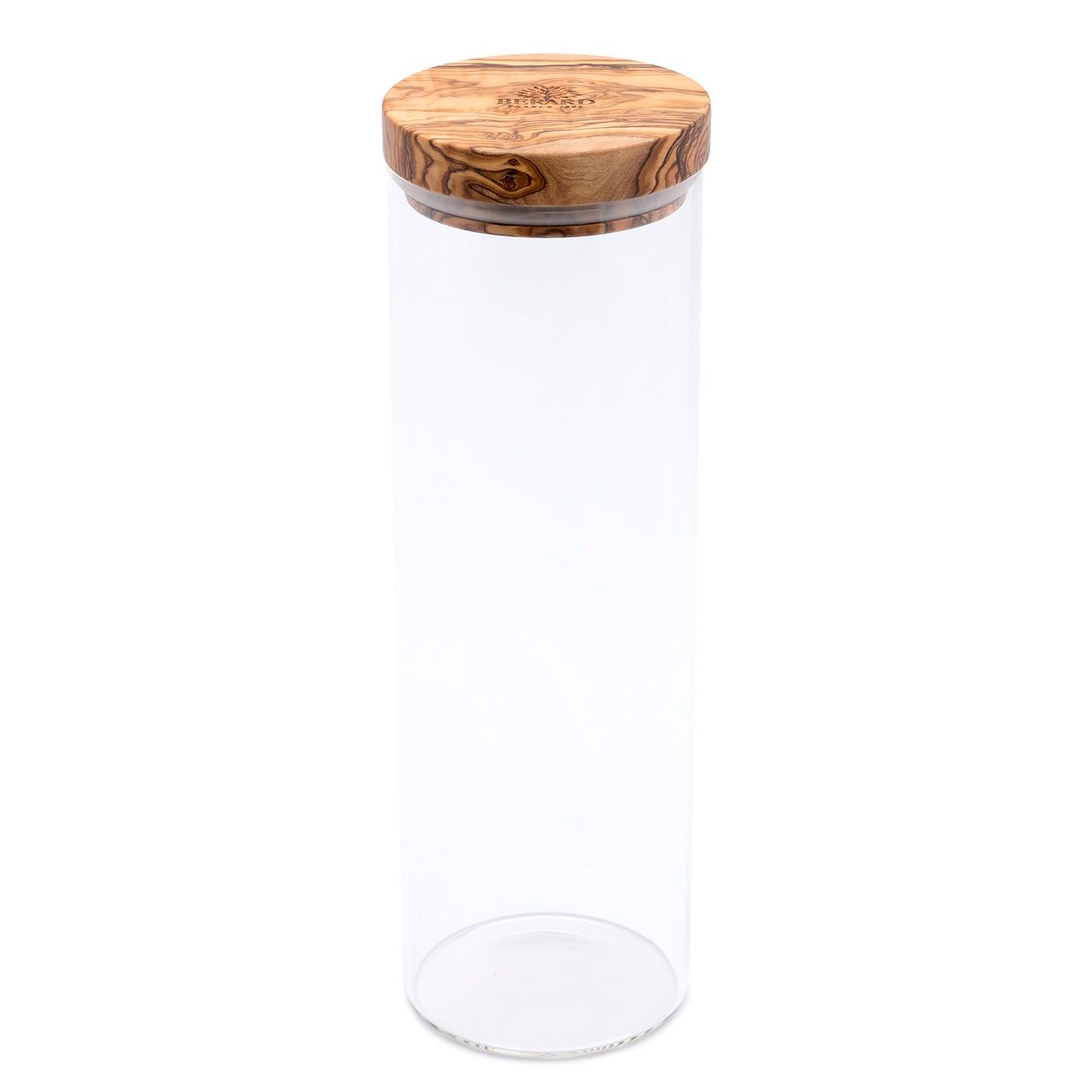 Berard Glass Storage Jar With Olive Wood Lid, 50-ounce