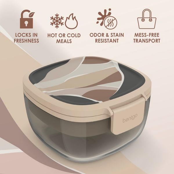 Bentgo 7.6c Glass All-in-One Salad Container Mod Curves Desert Rose