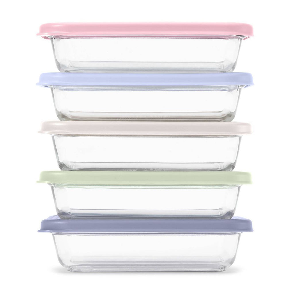 Ello Everyday 10pc 3c Rectangle Glass Meal Prep Food Storage container Set Garden Harmony