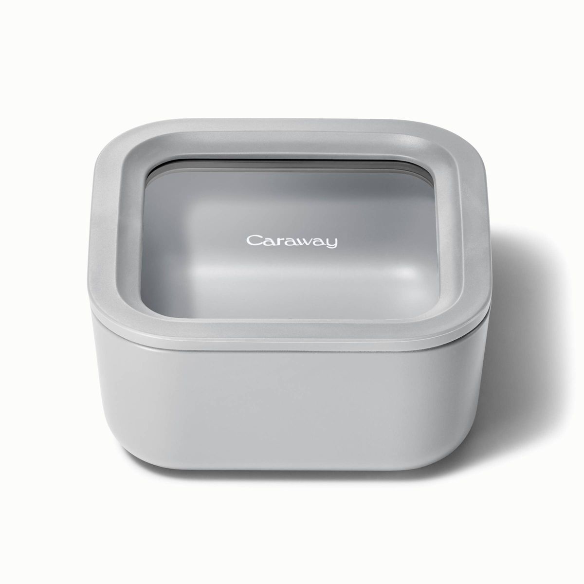 Caraway Home Small Ceramic Coated Glass Food Storage Container Cream: Oven & Microwave Safe, 4.4 Cup Capacity