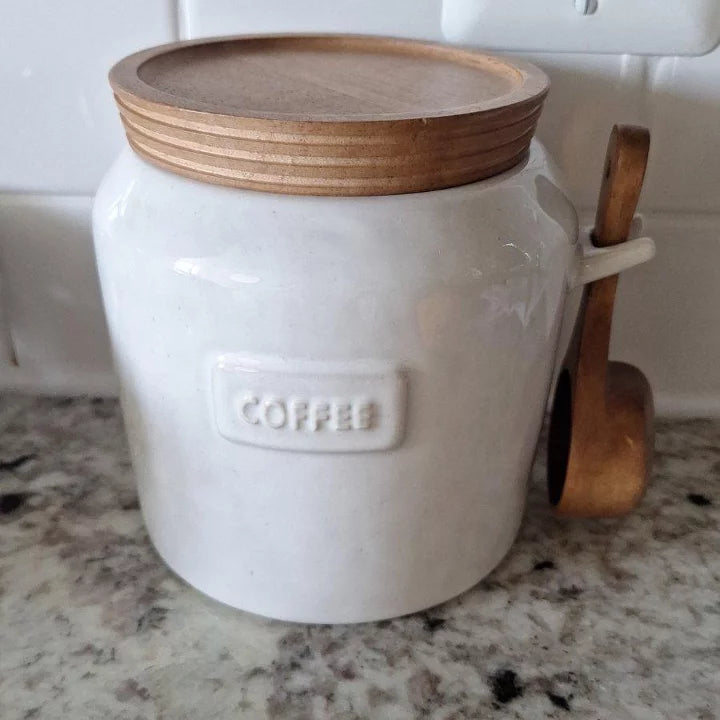 29 fl oz Ceramic Stoneware Core Coffee Storage Canister Sour Cream - Hearth & Hand™ with Magnolia