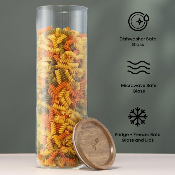 Holden Stackable Glass Storage Canister Set with Wood Lids