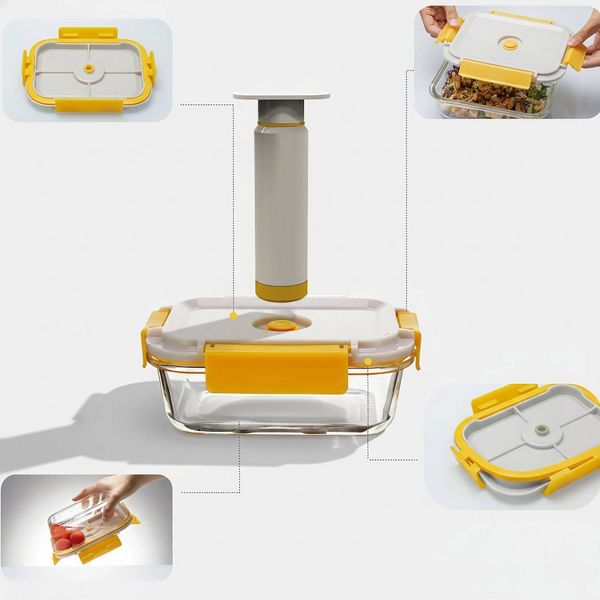 Genicook 7pc Vacuum Storage Container Set with Manual pump Green