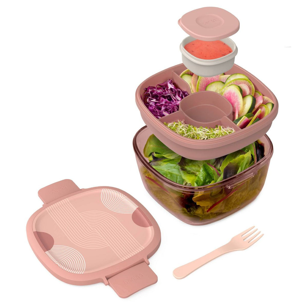 Bentgo 7.6c Glass All-in-One Salad Container Mod Curves Desert Rose