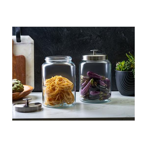 Kook Glass Kitchen & Apothecary Canisters, 1 Gallon, Set of 2, Black