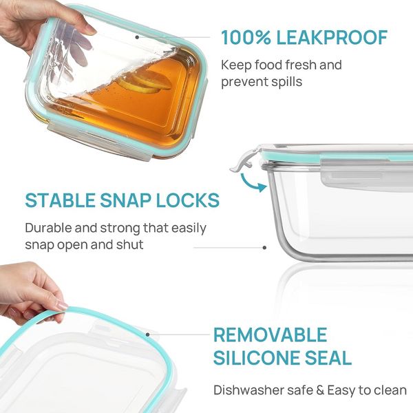 Vtopmart Large Glass Food Storage Containers with Lids, 122oz+50oz, 2 Pack