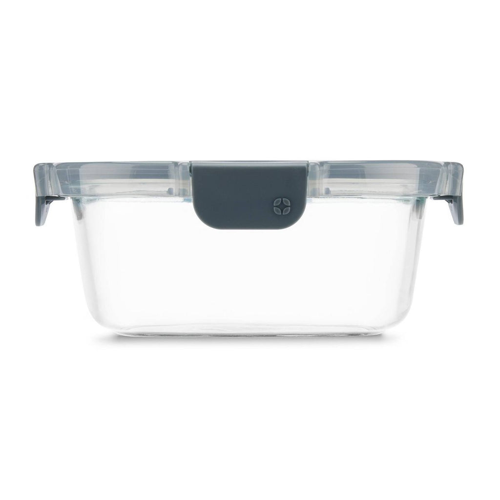 Ello Color Lock 4c Glass Rectangle Food Storage Container Platinum