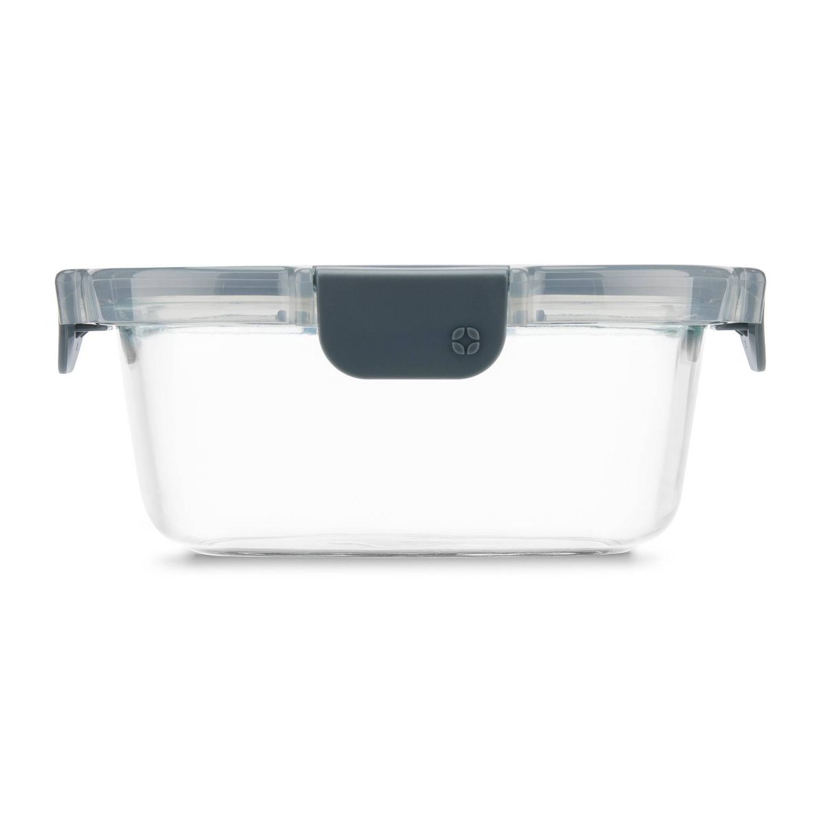 Ello Color Lock 4c Glass Rectangle Food Storage Container Platinum
