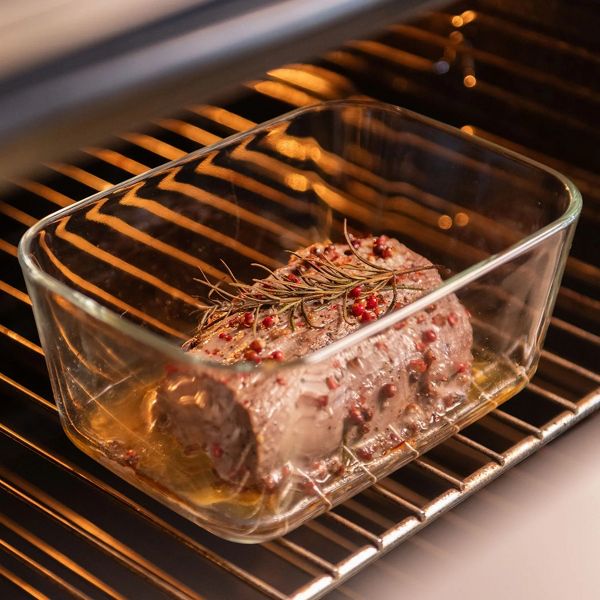OU Glass Food Storage Container Set 6pc (set of 3) Microwave, Freezer & Dishwasher Safe, Airtight Leak Proof Lid with Microwave Valve, Stackable
