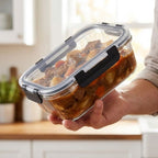 LauKingdom 5 Pack 35oz Midnight Black Borosilicate Glass Food Storage Containers with Lids for Meal Prep and Modern Kitchen Organization