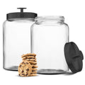 Kook Glass Kitchen & Apothecary Canisters, 1 Gallon, Set of 2, Black