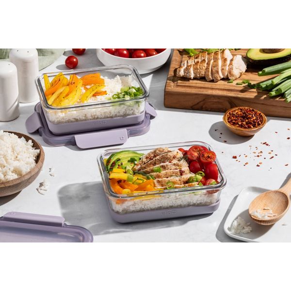 Ello 4pc 3.4c Glass Refresh Food Storage Container Set Green: Meal Prep, Locking Lids, Oven & Microwave Safe