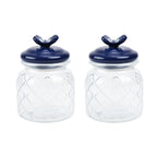SharpChef 2PK Glass Airtight Storage Jar with Hand painted Ceramic Lid, Glass Food Storage Jars, 20 oz / 0.6 L / 3 cups