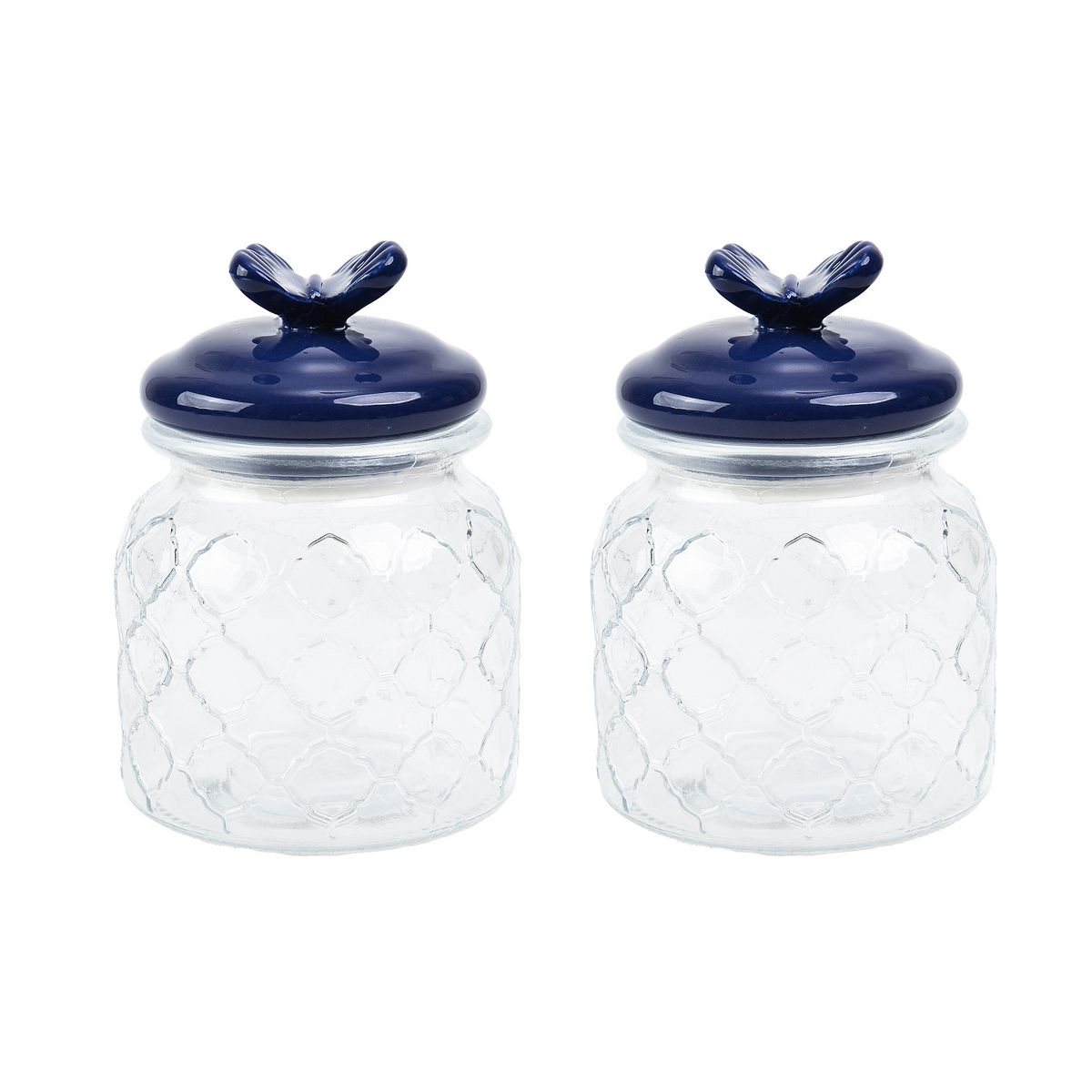 SharpChef 2PK Glass Airtight Storage Jar with Hand painted Ceramic Lid, Glass Food Storage Jars, 20 oz / 0.6 L / 3 cups