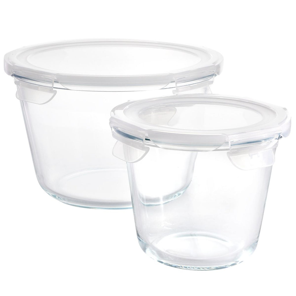 Gibson Home Essential Storage 4 Piece Borosilicate Glass Round Storage Container Set with Snap Lids