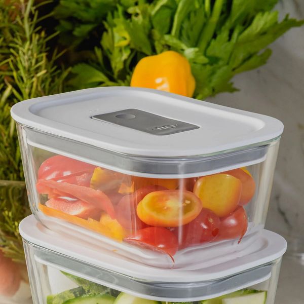OU Glass Food Storage Container 13 oz - Oven, Microwave, Freezer & Dishwasher Safe, Airtight Leak Proof Lid with Microwave Valve, Stackable Glass Jar