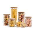 JoyJolt Glass Food Storage Jars Containers, Glass Storage Jar Bamboo Lids Set of 6 Kitchen Glass Canisters
