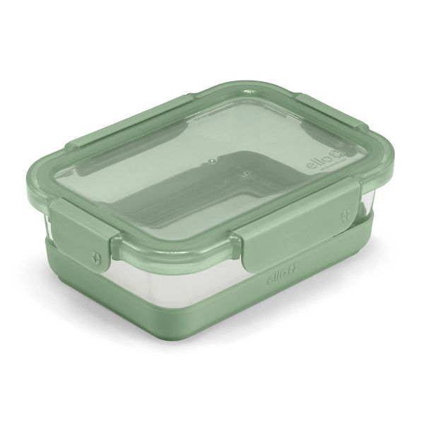 Ello 4pc 3.4c Glass Refresh Food Storage Container Set Green: Meal Prep, Locking Lids, Oven & Microwave Safe