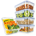 NutriChef 10-Piece Glass Food Storage Container Set with Blue Leakproof Locking Lids, Stackable Meal Prep Containers, Freezer-to-Oven Safe