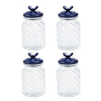 Sharp Chef 4PK Glass Airtight Storage Jar with Hand painted Ceramic Lid, Glass Food Storage Jars, 30 oz / 0.9 L / 4 cups