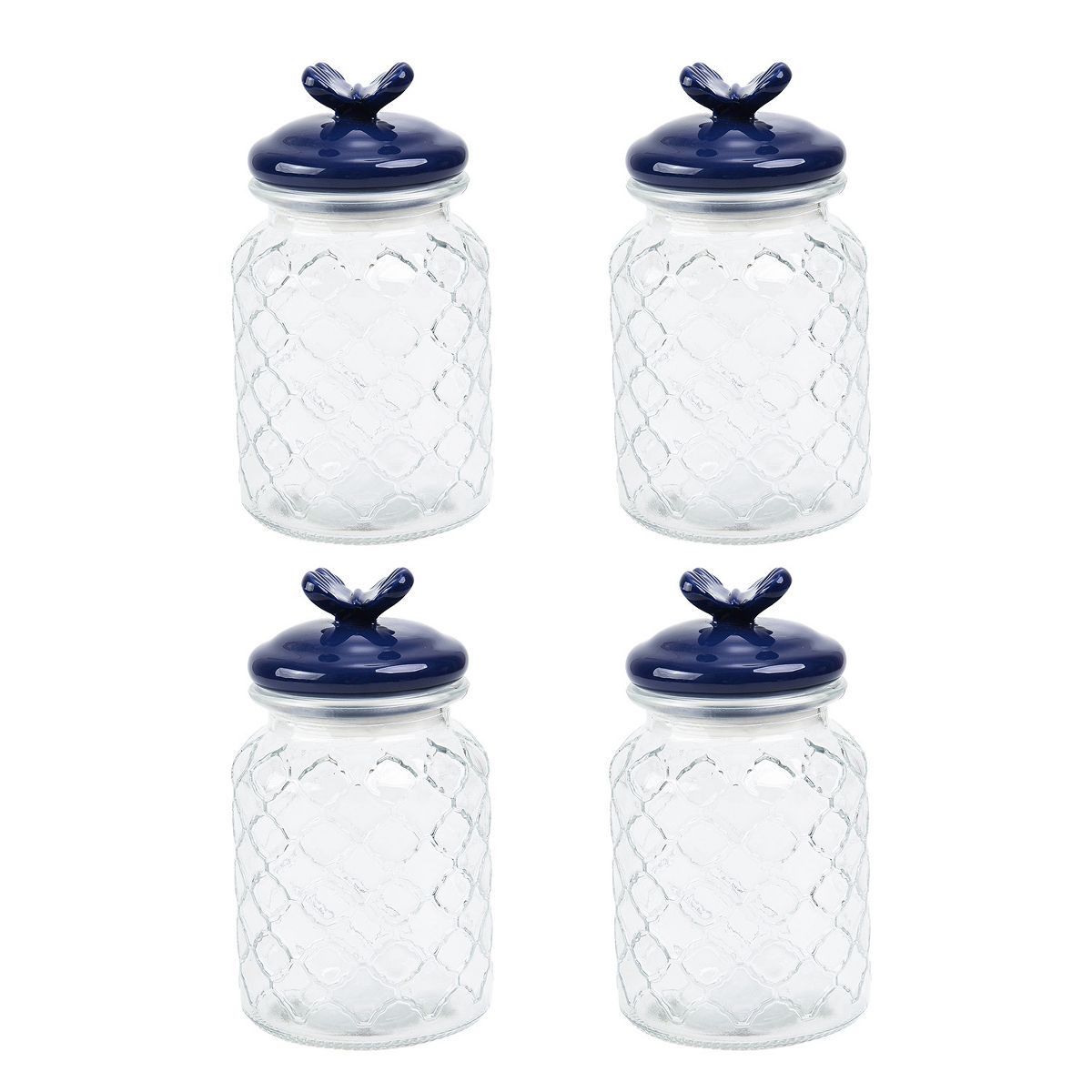Sharp Chef 4PK Glass Airtight Storage Jar with Hand painted Ceramic Lid, Glass Food Storage Jars, 30 oz / 0.9 L / 4 cups