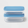 4pc (set of 2) 4c Rectangular Glass Food Storage Container Set Blue - Room Essentials™