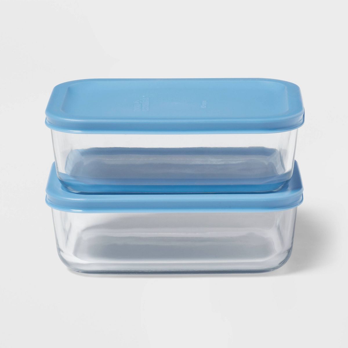 4pc (set of 2) 4c Rectangular Glass Food Storage Container Set Blue - Room Essentials™
