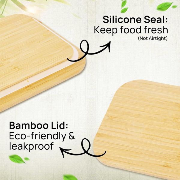 Vtopmart 4 Pack Glass Food Storage Containers with Bamboo Lids, for Microwave, Oven, Freezer and Dishwasher, BPA Free