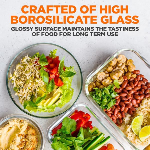 SereneLife 24-Piece High Borosilicate Glass Food Storage Containers Set (SLGL24BL.5)