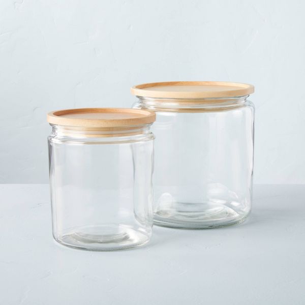 Large 125oz Glass & Wood Storage Canister - Hearth & Hand™ with Magnolia: Airtight Seal, Hand Washable, Kitchen Essential