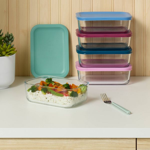 10pc (Set of 5) Glass Rectangle Meal Prep Set Blue - Room Essentials™