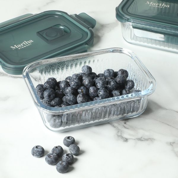 Martha Stewart Shadowbrook 10-Piece Borosilicate Glass Storage Container Set – Airtight Locking Lids, 21.6 oz Lunch Containers