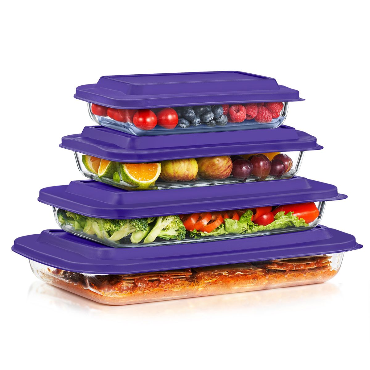 Sorbus 8-Piece Deep Glass Baking Dish Set with Lids - Versatile, Durable, Oven-Safe, & Dishwasher-Safe for Easy Baking, Storing, & Serving