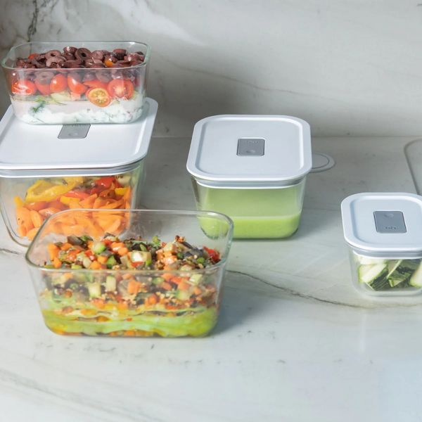 OU Glass Food Storage Container Set 6pc (set of 3) Microwave, Freezer & Dishwasher Safe, Airtight Leak Proof Lid with Microwave Valve, Stackable
