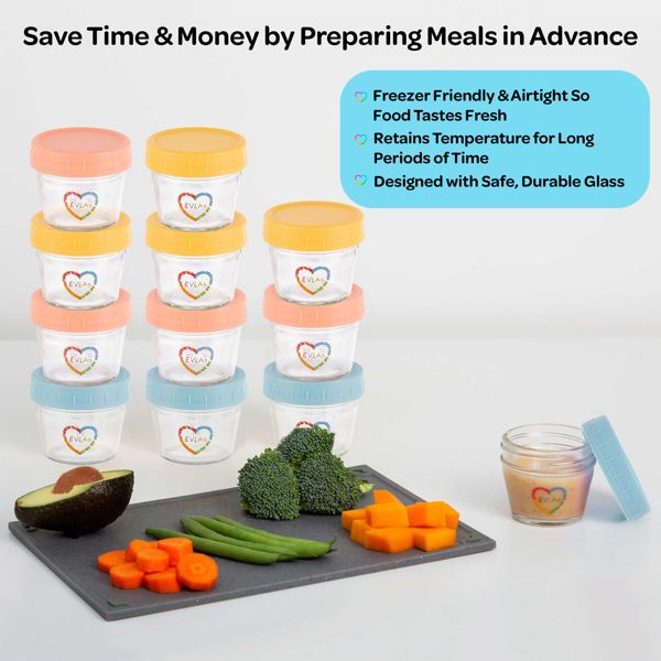 EVLA’s 4oz Glass Baby Food Containers 12-Pack