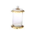 Classic Touch 10.5" Glass Canister with Marble and Gold Lid