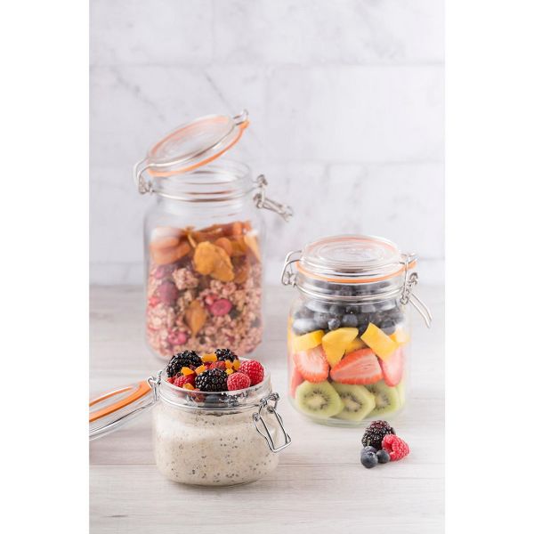 Kilner Square Clip Top Jar for Canning and Food Storage, 102 Ounce
