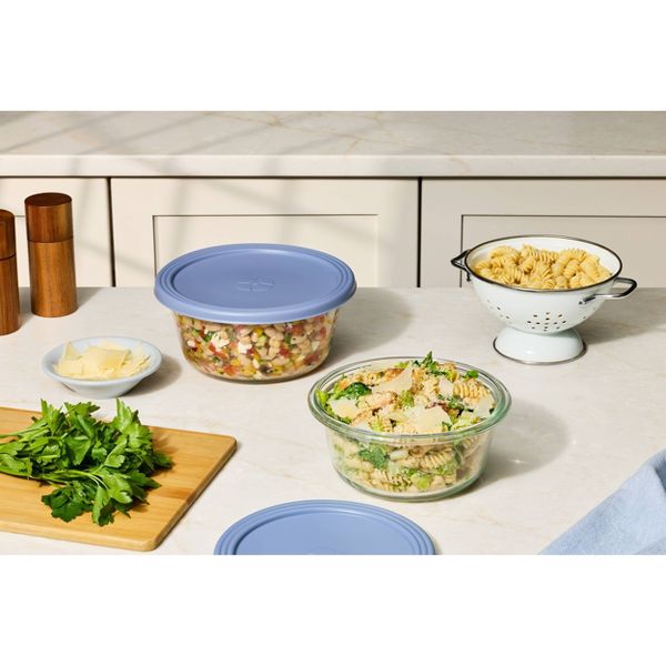 Ello Everyday 6.5c Round Glass Food Storage Container Elemental Blue